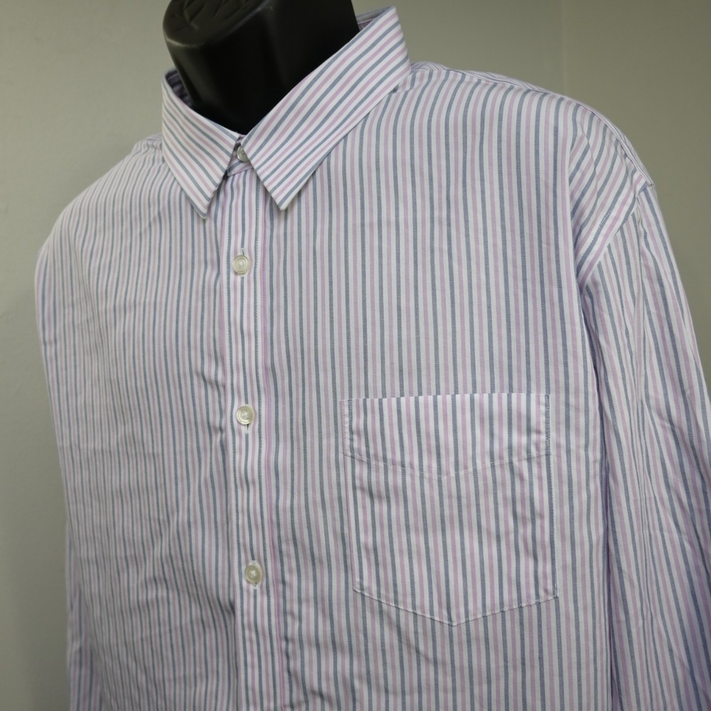UNTUCKit Dress Shirt Wrinkle Free Striped Long Sleeve Front Pocket Mens Size 3XL